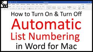 How to Turn On and Turn Off Automatic List Numbering in Word for Mac