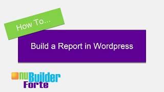 Create a Report in Wordpress