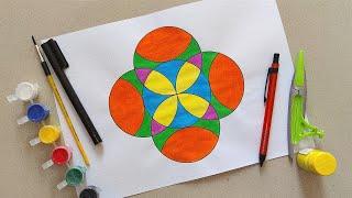 How To Draw A Geometric Circle Design | Easy Step By Step Drawing Tutorial | Geometrical Design