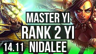 MASTER YI vs NIDALEE (JGL) | Rank 2 Yi, 22/2/10, Quadra, Legendary | KR Challenger | 14.11