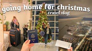 GOING HOME FOR CHRISTMAS  airport travel vlog, travel with me | vlogmas day 18
