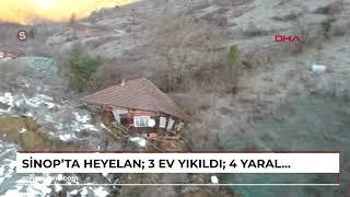 Sinop'ta heyelan; 3 ev yıkıldı: 4 yaralı / Drone görüntüleri