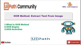 OCR Method-Extract Text From Image-In UIPATH