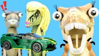 LEGO Jurassic World Stop Motion | Girl T-Rex Car REPO! | Dino Soap Opera | Reptibian Bricks
