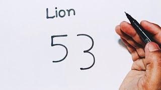 How To Draw A Angry Lion From Number 53 | How To Make A Lion Drawing Step By Step