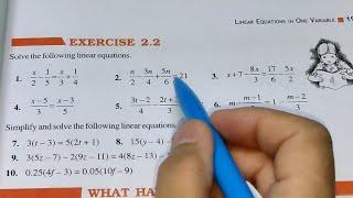 Linear Equations in One Variable Ex 2.2 Chapter- 2 || Class 8th Maths New Book  || New Edition 2023