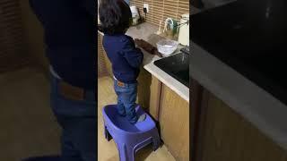 Diana making bread