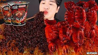 ASMR MUKBANG |  GHOST PEPPER NOODLES CHALLENGE! SPICY SQUID SEAFOOD *FIRE SAUCE EATING SOUND 먹방