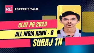 Suraj TN CLAT PG 2023 All India Rank 8 Interview | RostrumLegal Topper's Talk