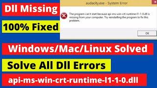 Fix DLL Missing Problem In 2020 |api-ms-win-crt-runtime-l1-1-0.dll is missing From Your Computer