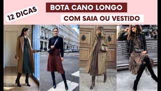 Bota de Cano longo como usar com saia  - 12 dicas