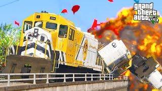GTA 5 Train Mods - CRAZED EX COP CRASHES TRAIN! (GTA V Mods Gameplay)