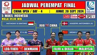 Jadwal 8 Besar China Open 2024 Hari Ini ~ FAJRI vs MALAYSIA ~ FIKRI/DANIEL vs DENMARK ~ 5 Wakil INA