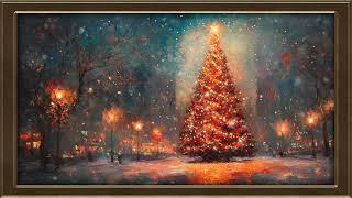 6-Hour Vintage Gold Frame TV Art |  City Christmas Screensaver  | Falling Snow Wallpaper TV Art