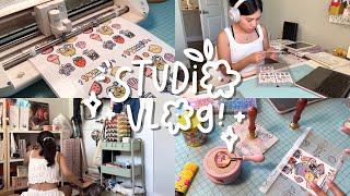 studio vlog  prepping for my summer sticker drop, my sticker shop supplies, tips, & trial and error