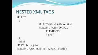 Tutorial (MSSQL):  Using XML In SQL Server