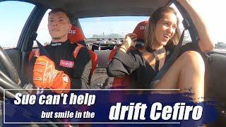 Sue can't help but smile in the drift Cefiro