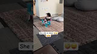 Toddler trying to sit like adult#baby #cute #cutebaby #littlepinkbutterfly #funny