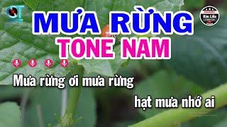 Karaoke Mưa Rừng Tone Nam ( Ebm ) Nhạc Sống Mới || Karaoke Kim Liễu