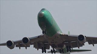 UPS Boeing 747-8F First Flight of N605UP w/ Low Overhead Approach