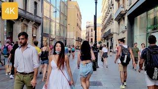 4K Walking Tour - Barcelona August 2021 Portal de'lAngel to Passeig de Colom 4K UHD