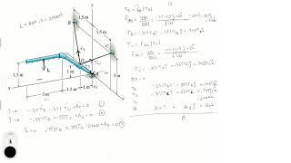 Determine the components of reaction at the ball and socket joint A and the tension in the cables