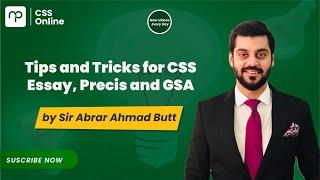  CSS Live | Essay, Precis & GSA With Sir Abrar (PAS)