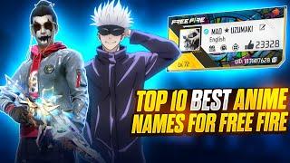 Top 10 Anime  Names for Free Fire | Top 10 Unique Names for Free Fire | Top 10 Attitude names