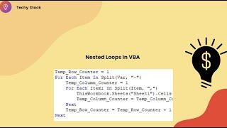 Nested  Loops with VBA Code #techystack #vba #excel