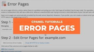 cPanel Tutorials - Error Pages