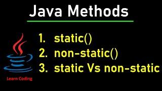 Static vs Non-Static Method in Java | Learn Coding