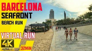 Virtual Run | Barcelona Beach | Running Video 4K | Treadmill Workout #039