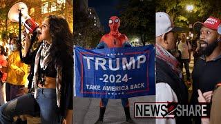 MAGA and Palestine supporters face off, rally in front of White House on 2024 election night