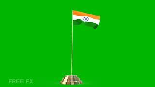 india flag 3D animation green screen video, happy independence day, free footage