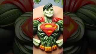 Superman Veggie Sculpture Challenge!  | Kreativitas Unik dengan Sayuran ‍️ #shorts