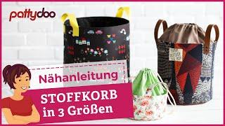 Nähanleitung Utensilo mit Tunnelzug + gratis Schnittmuster | Stoffkorb für Spielzeug oder Handarbeit