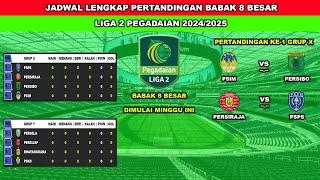 JADWAL PERTANDINGAN 8 BESAR LIGA 2 PEGADAIAN - PEMBAGIAN GRUP