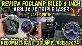 REVIEW FOGLAMP AESLUX 7D TRIVEL LASER LASER PUTIH 3 INCH BLUE LENS #biledprojector #foglamp