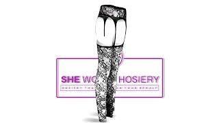 She-Woolf Hosiery, Stella, Black Floral Detailed Lace Suspender Stockings