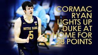 Cormac Ryan Lights it up at Duke For The Notre Dame Win