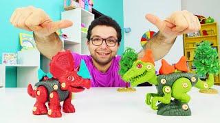 Dinozor yapma oyunu! Erkek çocuk videoları! Bebek dinozoru koruyan kocaman dinozorlar!