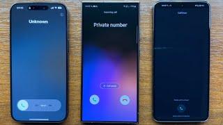 Apple iPhone 15 Pro Max + Samsung Galaxy S24 Ultra + Google Pixel 8 Pro No Caller ID Incoming Call