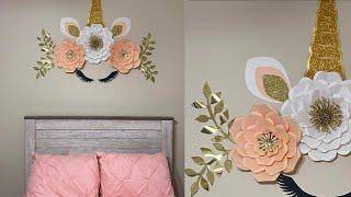 UNICORN ROOM DECOR IDEAS || UNICORN PAPER FLOWERS