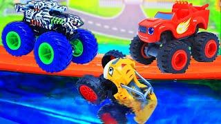 Monster Truckes HOT WHEELS VS Blaze and the Monster Machines. Battle Cars Cars lab experiment 2020