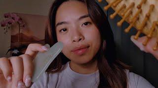 ASMR Caring For You While You Sleep (No Talking)  Scalp Scratching, Gua Sha, Face & Hair Brushing