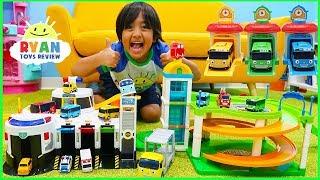 Tayo The Little Bus Parking Garage Toys Cars for Kids!!!!