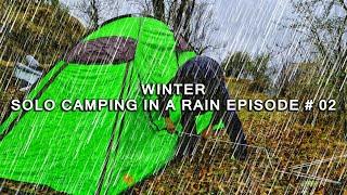 (4K) SOLO CAMPING IN THE RAIN TURNED TO SNOW • SPENT 24 HOURS OF COLD DAY AND NIGHT • ASMR