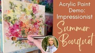 Impressionist Summer Bouquet Painted with Acrylics