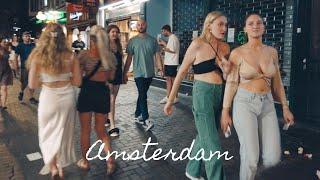 Amsterdam Netherlands Nightlife Vlog July 2022 BUSY NIGHT 4k Walking Tour 