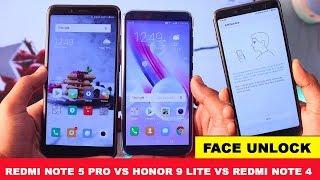 Redmi Note 5 Pro Vs Honor 9 Lite Vs Redmi Note 4 Face Unlock - Speed , Accuracy & Security Test